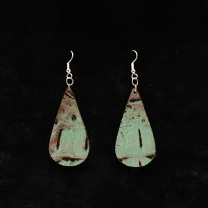 Blazin Faux Leather Croc Roxx Earrings - Turquoise/Brown