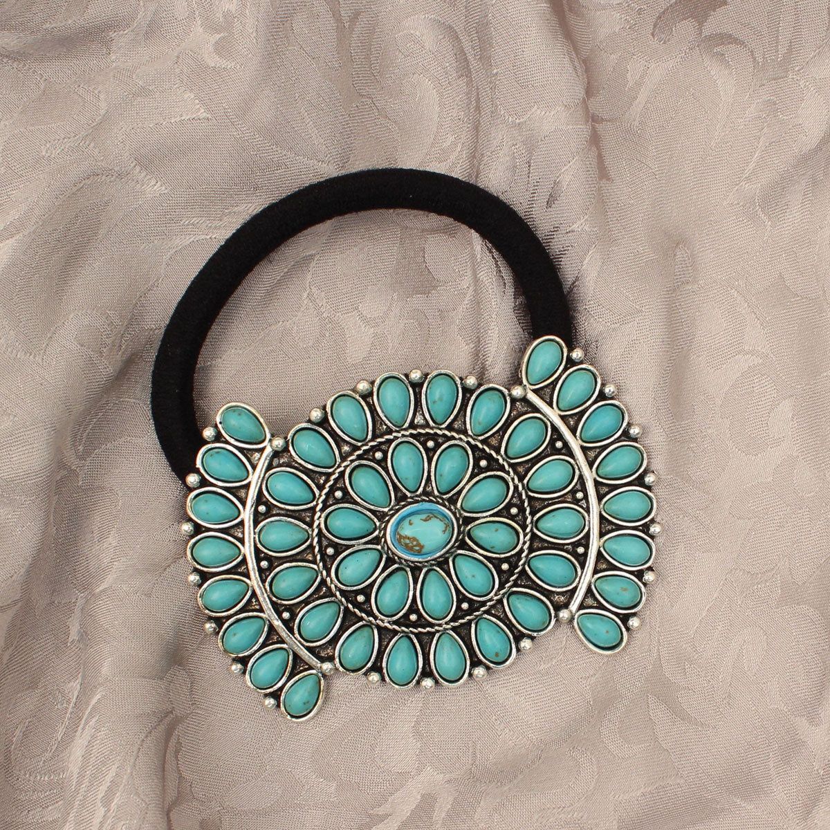 Blazin Roxx Hair Tie - Sunburst Turquoise Concho