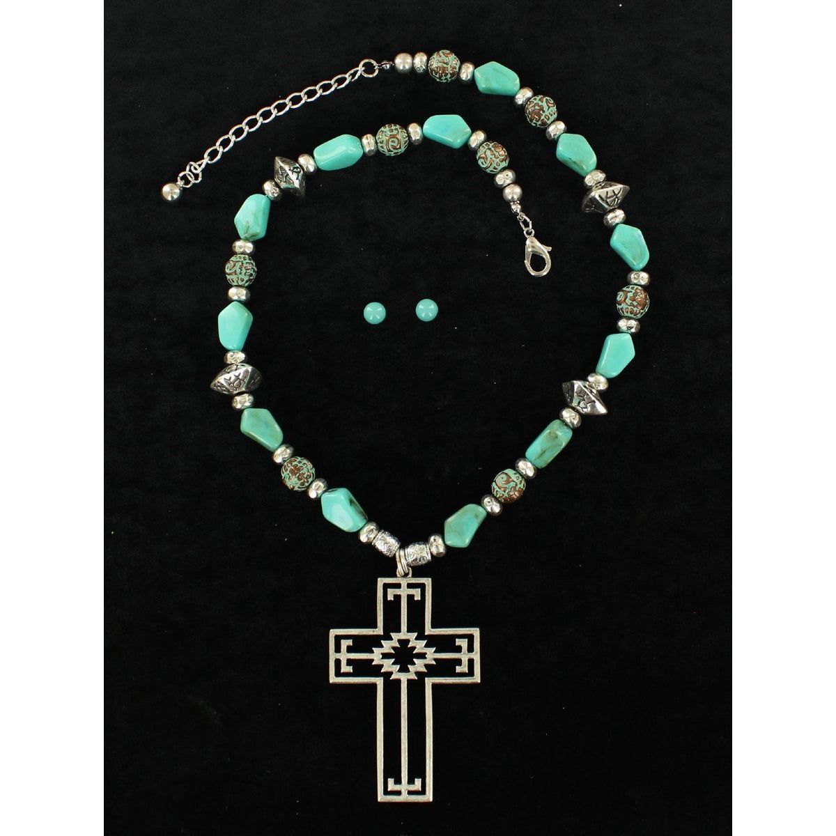 Blazin Roxx Necklace Set - Turquoise and Silver Cross