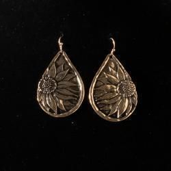 Blazin Roxx Tear Drop Sunflower Gold Earrings