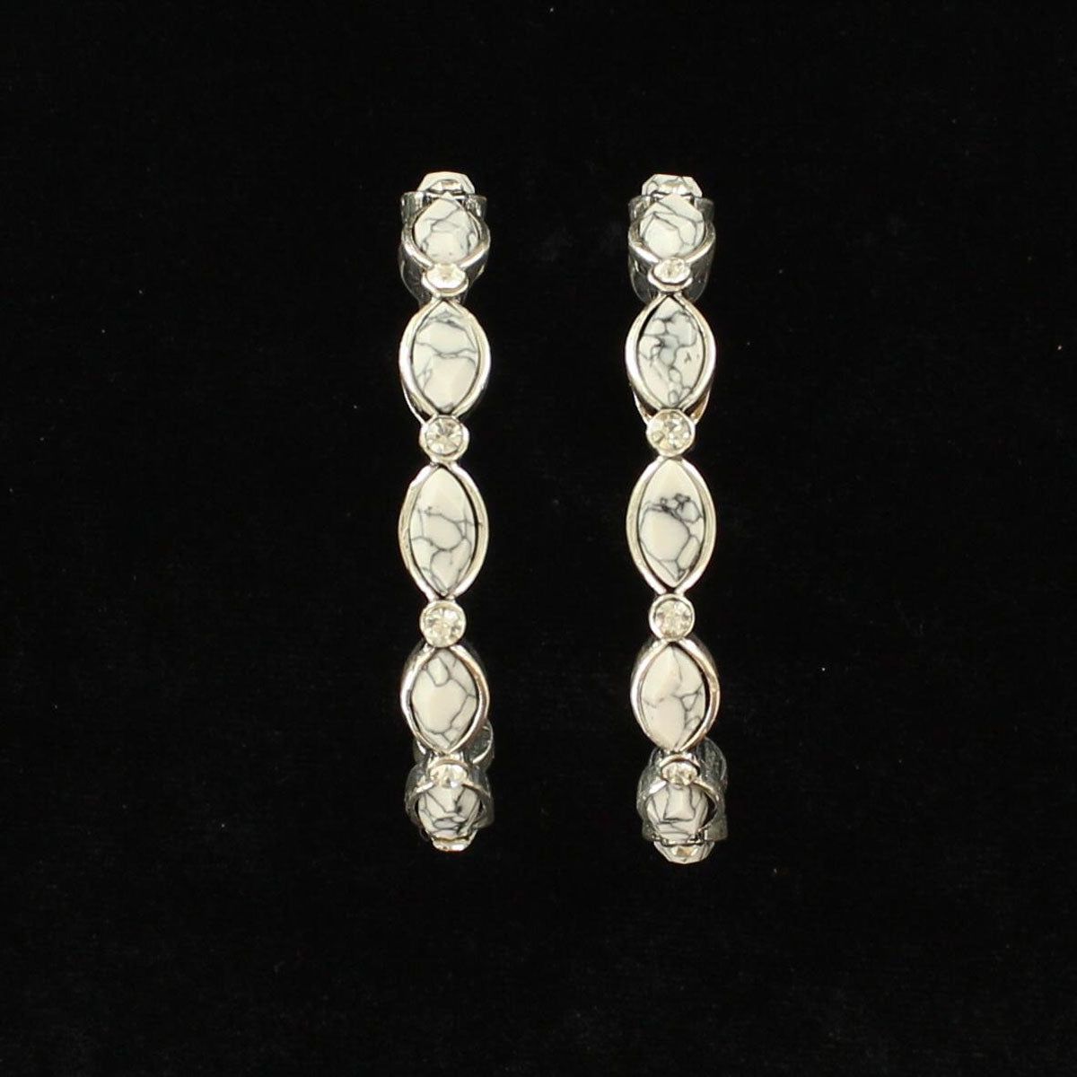 Blazin Roxx Earrings - Large Hoops with Oval White Stones