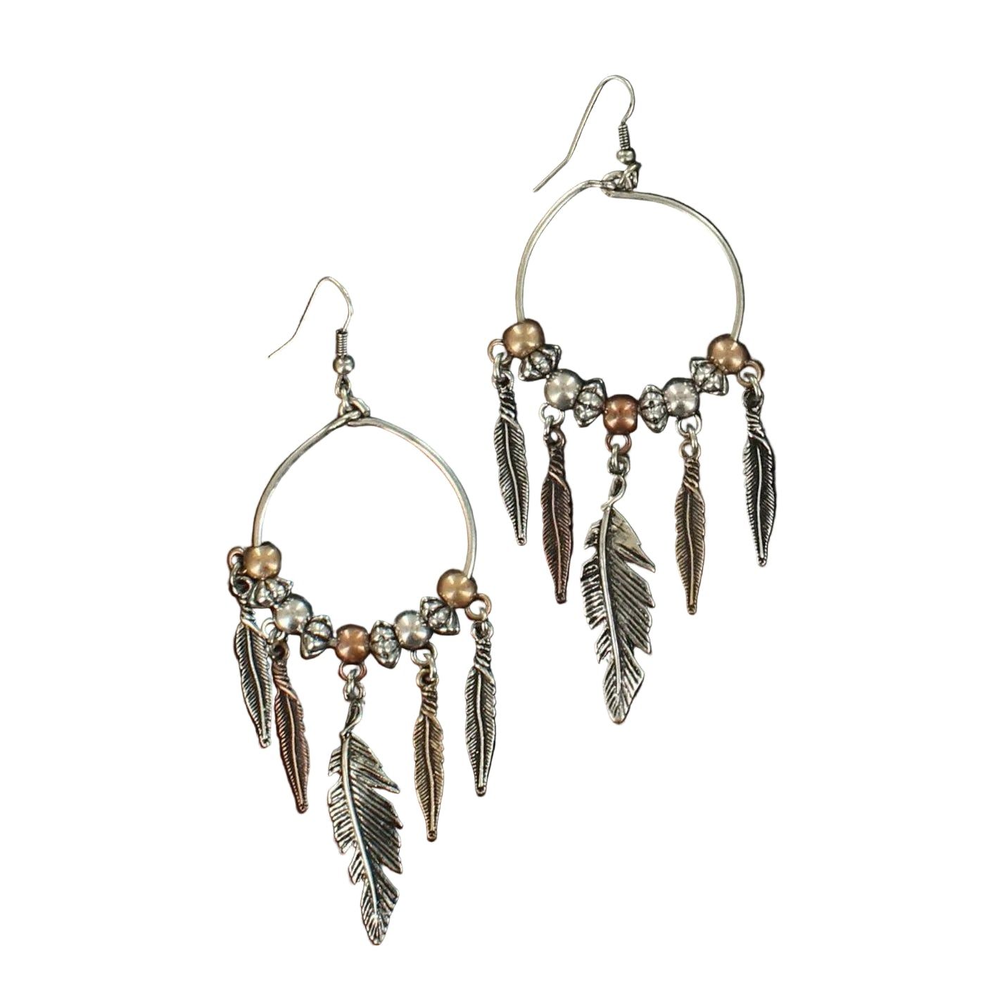 Blazin Roxx Feather Drop Earrings - Silver/Copper