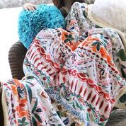 Boho Stripe Plush Sherpa Throw