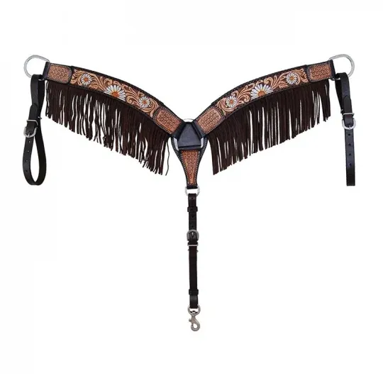 Breast Collar w/Floral Tooling in T Finish - BC6106F