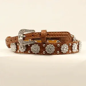 Brown Gator Print w/Flowered Clear Crystals