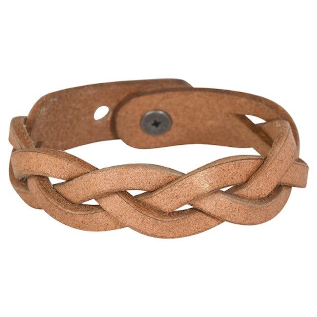 Bracelet Braided Leather Saddle Brown