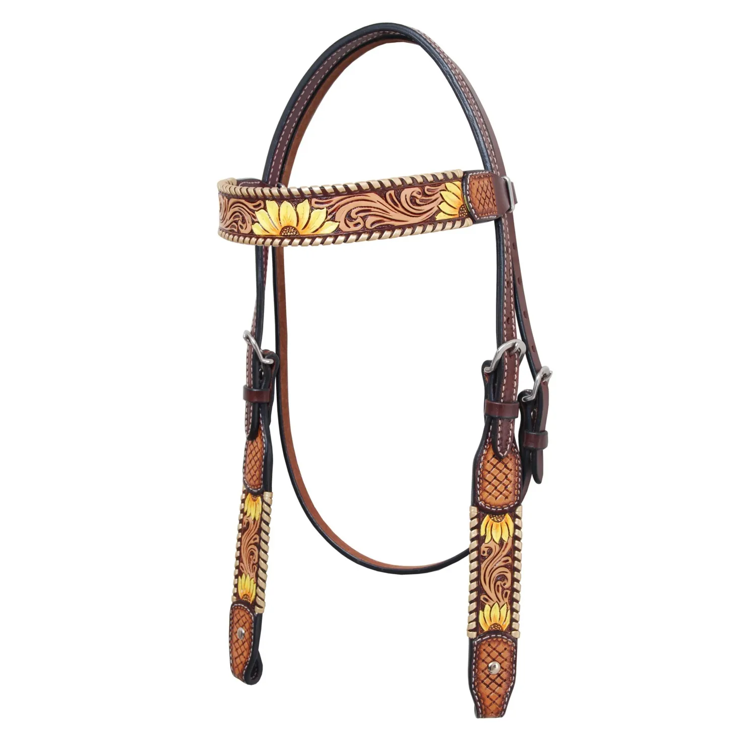 Browband Headstall w/Sunflower Tooling
