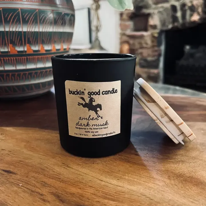 Buckin Good Products Amber &amp; Dark Musk Candle-8 oz