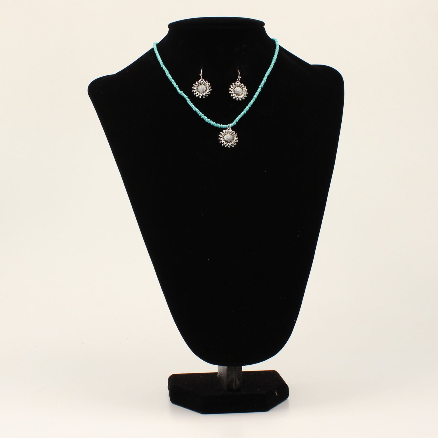 Blazin Roxx Necklace &amp; Earring Set - Turquoise Beaded Sunflower