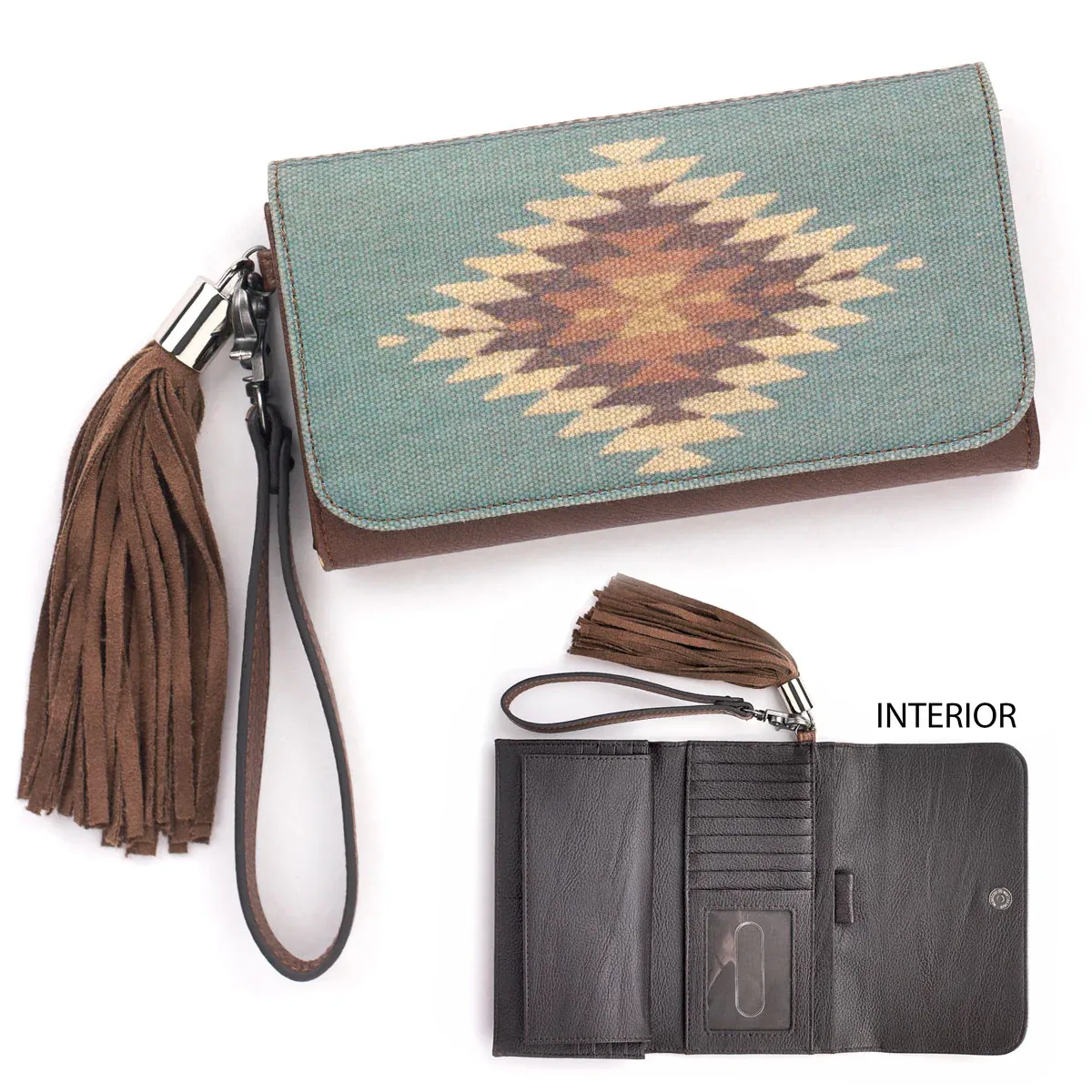 Blazin Roxx Women's Zapotec Clutch Wallet- Brown