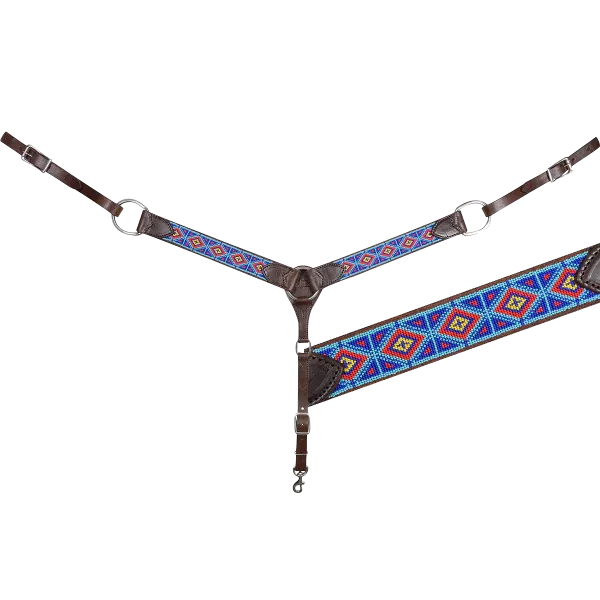 Cashel 2" Breaded Breastcollar - Turquoise/Red