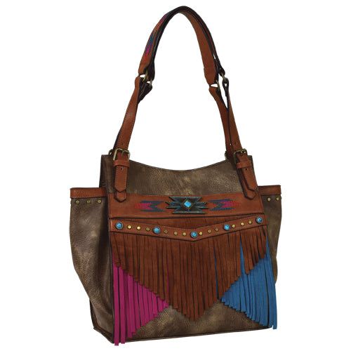 Catchfly Cora Tote Weathered Brown w/Fringe