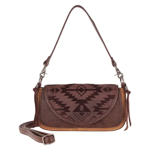 Catchfly Women's Dark Brown Convertible Bag with Aztec Design