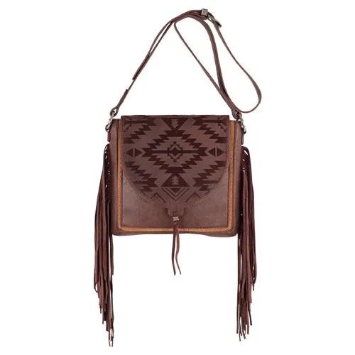 Catchfly Women's Dark Brown Crossbody Bag with Aztec Design