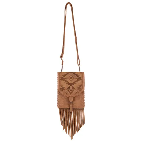 Catchfly Women's Tan Saddlepouch with Aztec Design
