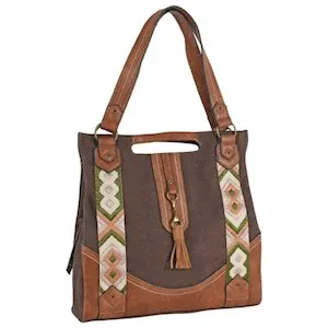 Catchfly, Tote Texture Brown with Tan Trim