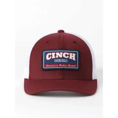 Cinch Men's Trucker Cinch Denim Cap- Maroon