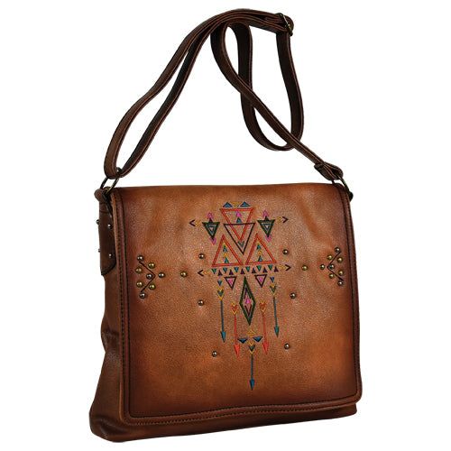 Catchfly Addison Crossbody Cognac w/Embroidery