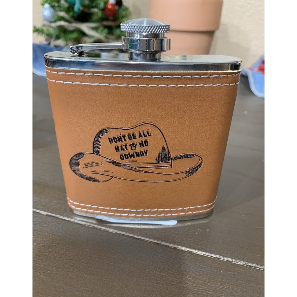 Catchfly Embossed Faux Leather Flask