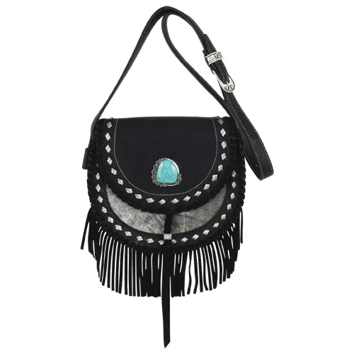Catchfly Genuine Hair on Saddle Bag Bag Black with Silver