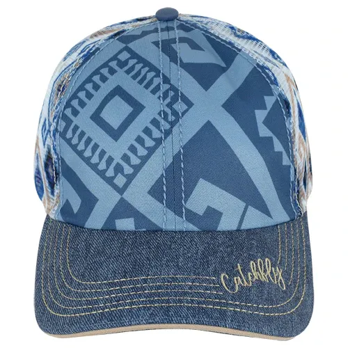 Catchfly Women's Baseball Cap - Denim Geometric Design