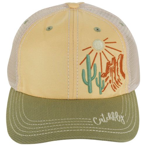 Catchfly Ladies Baseball Cap- Embroidered Desert With Sun
