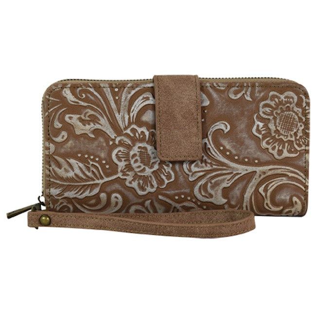 Catchfly Wallet LT Tan Emboss Tooling