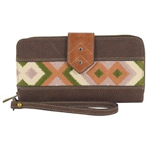 Catchfly Wallet Textured Brown w/Tan Trim