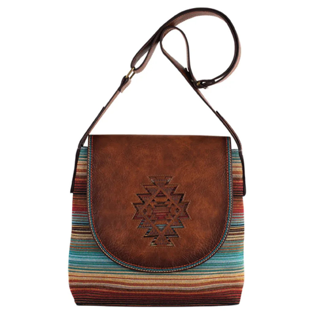 Catchfly Women's Crossbody with Aztec &amp; Southwestern Stripes Bag - Brown