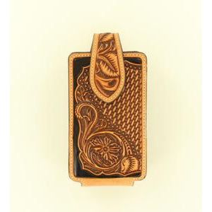 Cell Phone Case Basket Weave with Floral Embossing and Swivel Clip