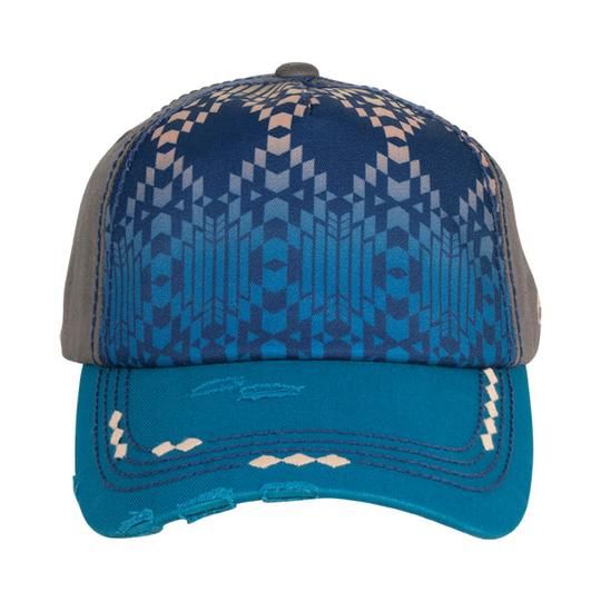 Catchfly Ponytail Cap Gray &amp; Turquoise Aztec