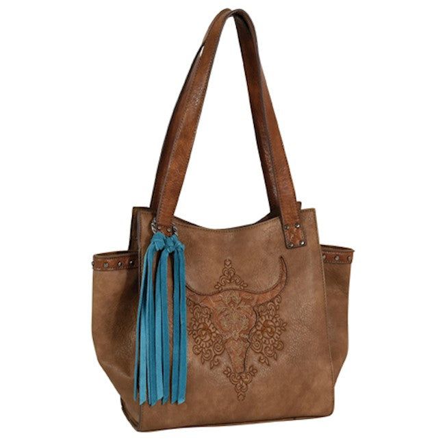 Catchfly Shoulder Bag Floral Tooling Cow Skull