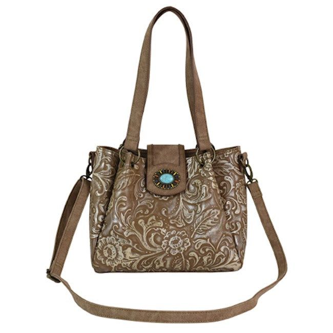 Catchfly Shoulder Bag LT Tan Emboss Tooling