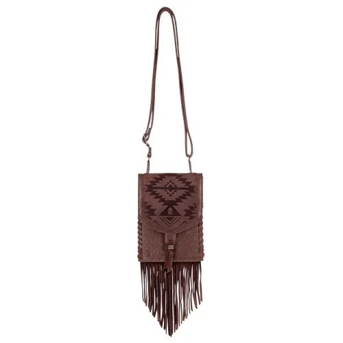 Catchfly Women's Dark Brown Saddlepouch with Aztec Design