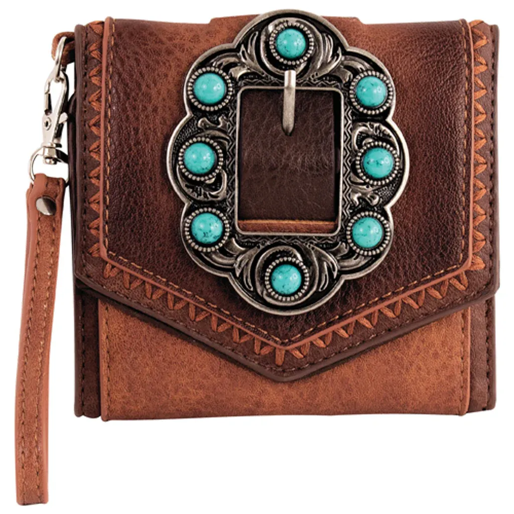 Catchfly Women's Mini Wallet with Buckle - Brown