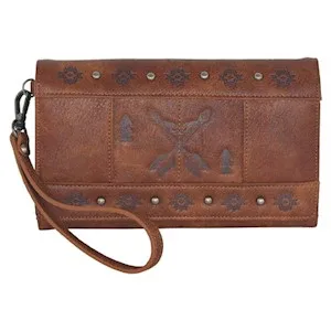 Catchfly Women's Southwest Design w/Arrows Clutch Wallet - Brown