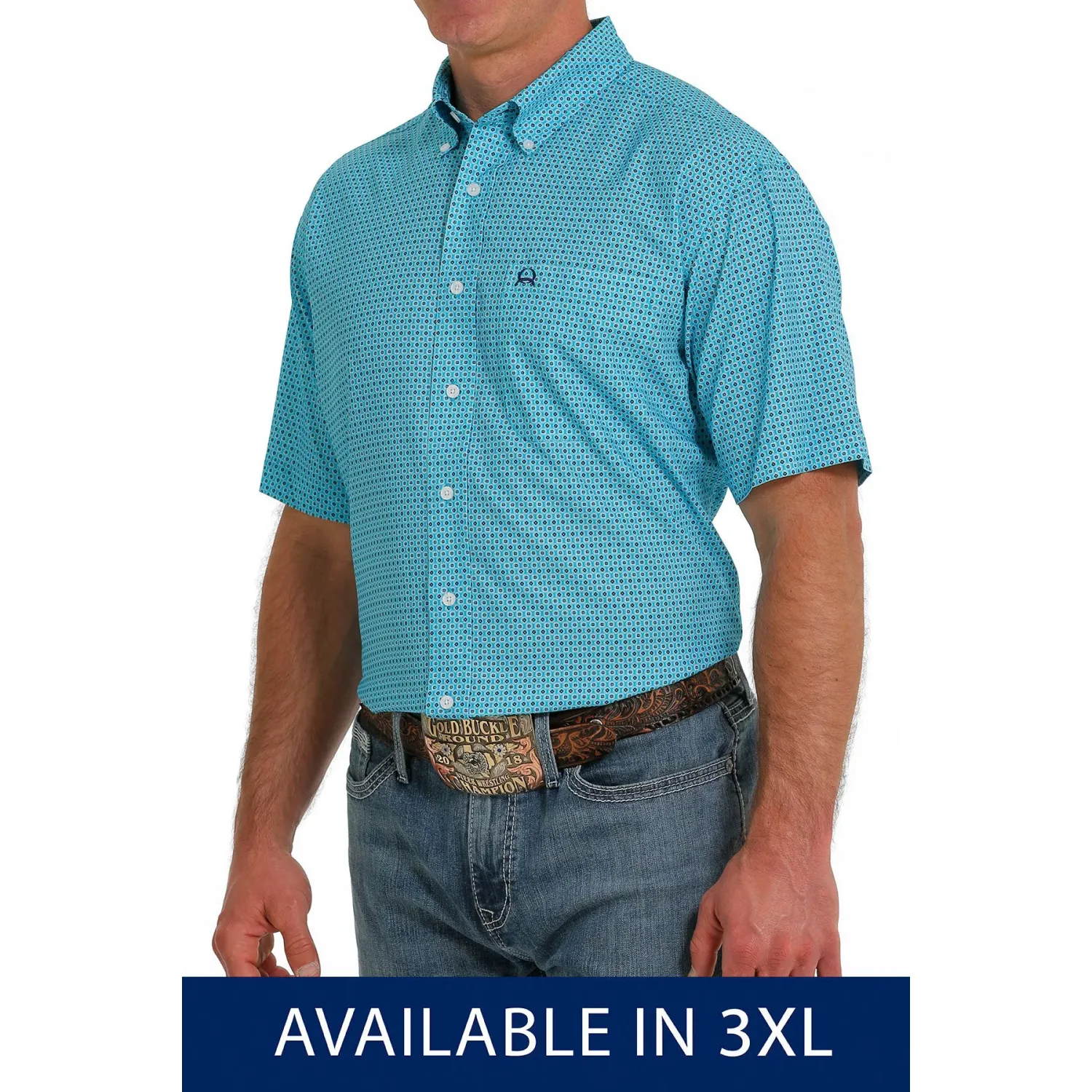 Cinch Men's SS Print Arenaflex Blue 3XL
