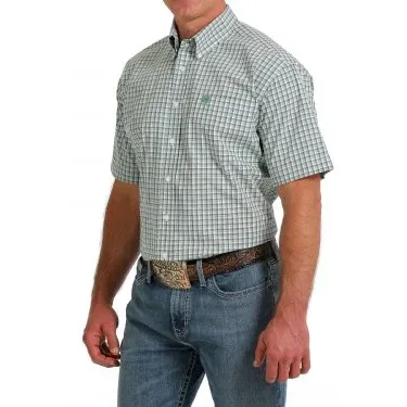 Cinch Men's SS Plaid White Shirt