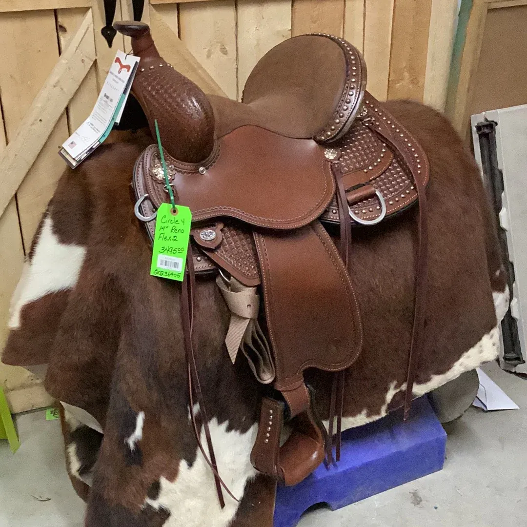 Circle Y 14" Reno Flex 2 Trail Saddle - Spots