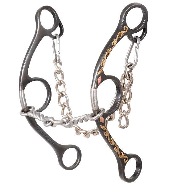 Classic Equine Twisted Wire Dogbone Long Shank Gag Barrel Bit - Diamond3