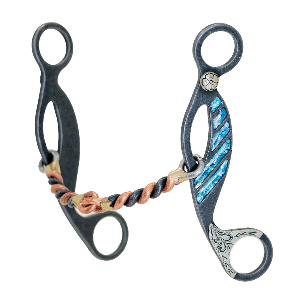 Cowboy Tack Turquoise Snaffle Copper Twist Gag Bit