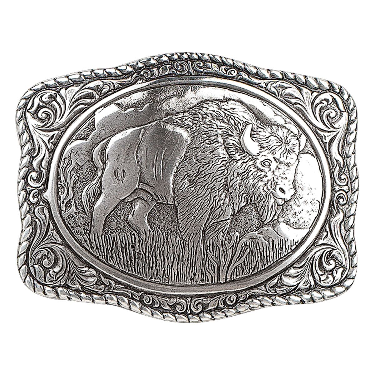 Crumrine Vintage Rectangle Buckle - Buffalo Motif