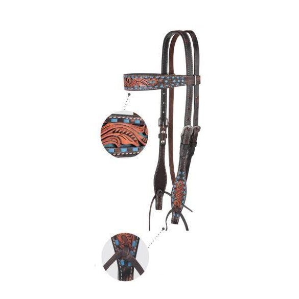 Circle Y Bronco Blue Texas Flower Browband Headstall