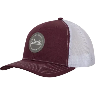 Classic Equine Trucker Ball Cap Round Patch -Maroon
