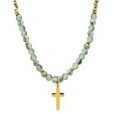 Cross Necklace - Green &amp; Gold