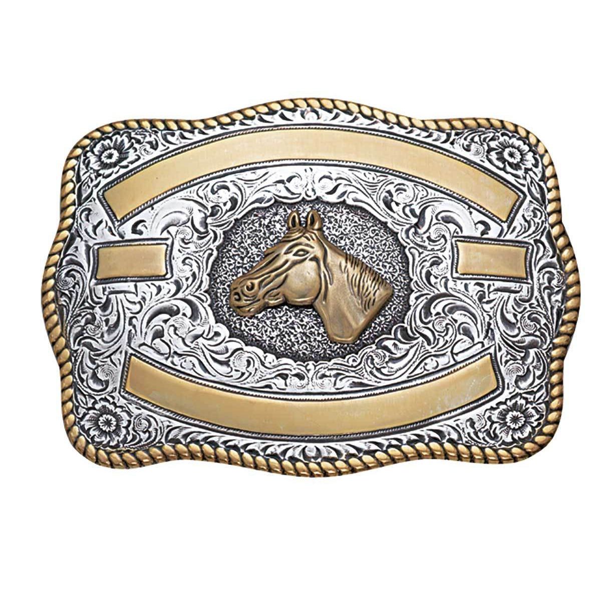 Crumrine Trophy Buckle Rectangle - Horse Head