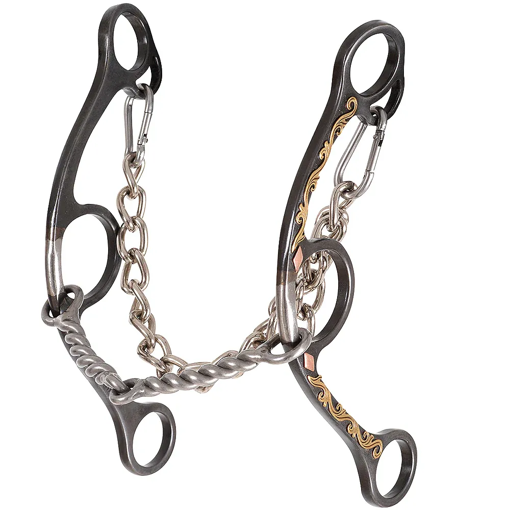Classic Equine Sherry Cervi Twisted Wire Long Shank Gag Barrel Bit - BBIT3LSG21SS
