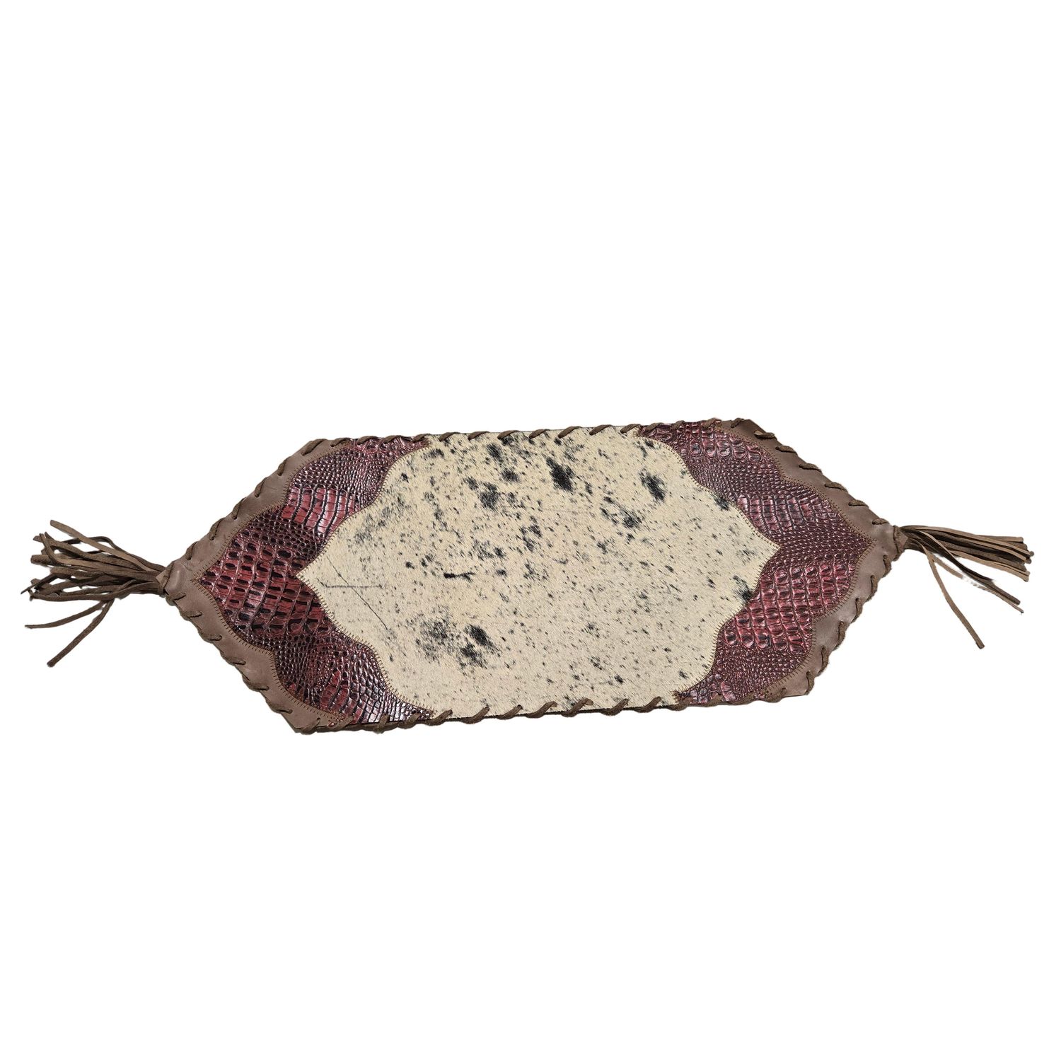 D2W Trading Mini Table Runner Model 2 Plain with Details &amp; Tassel - Croc Red