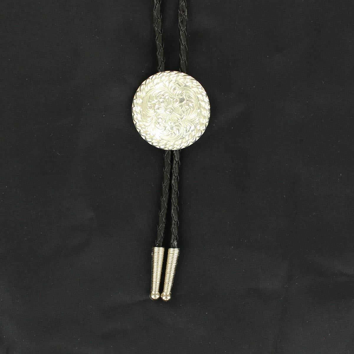 Double S Bolo Tie - Floral Engraved
