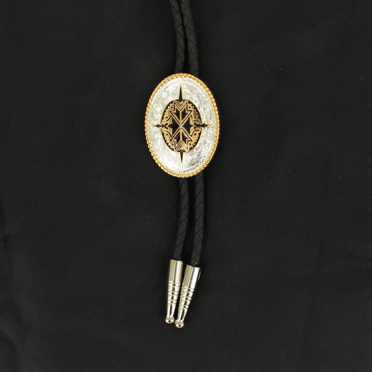 Double S Bolo Tie - Silver/Gold/Black